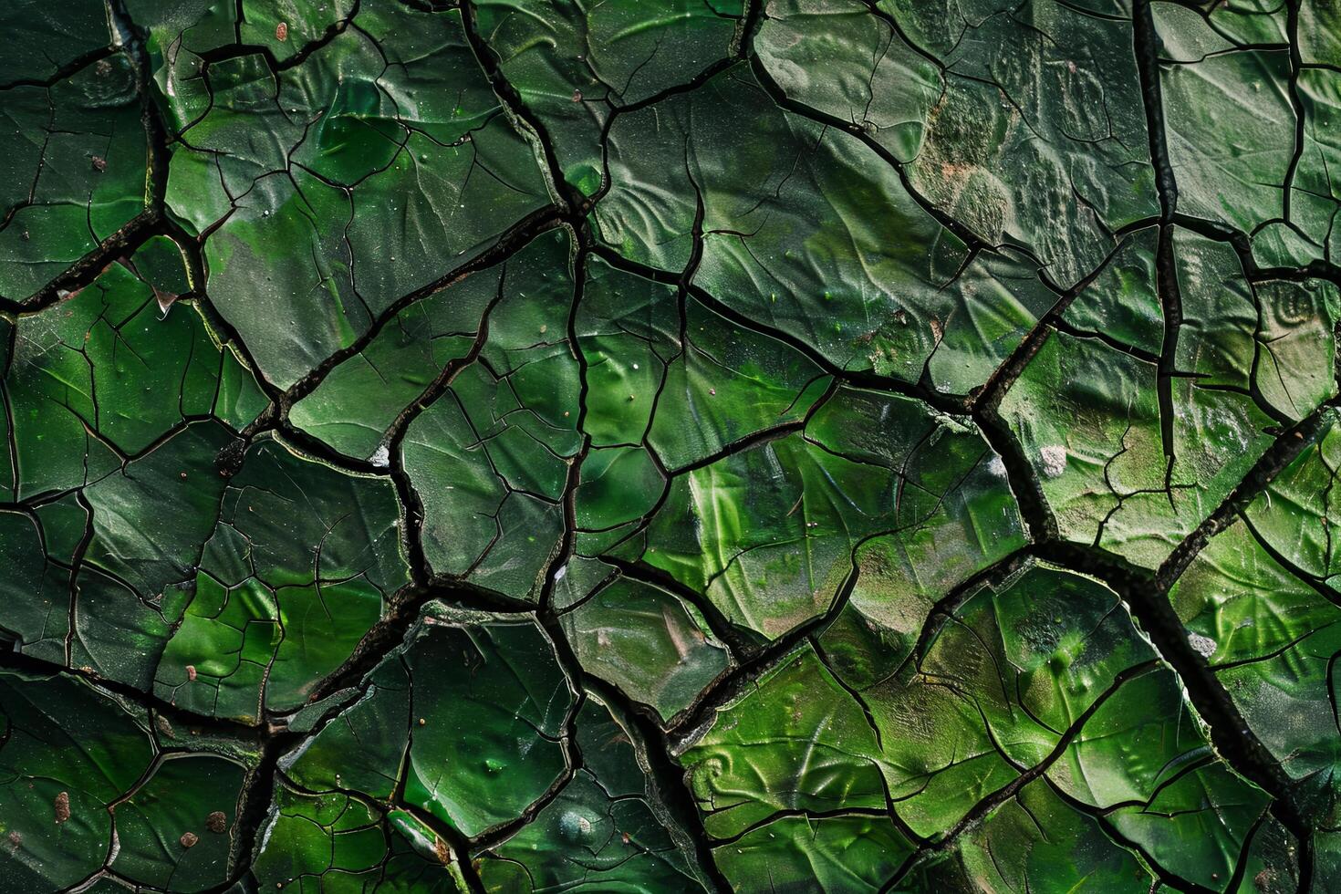 Cracked green stone texture background photo