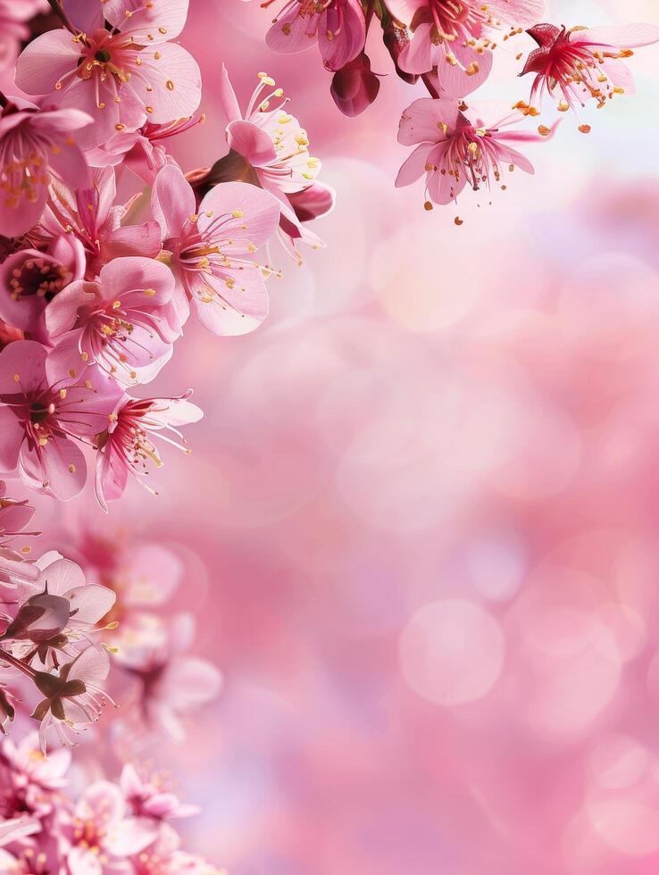 beautiful pink cherry blossom flowers in bloom photo