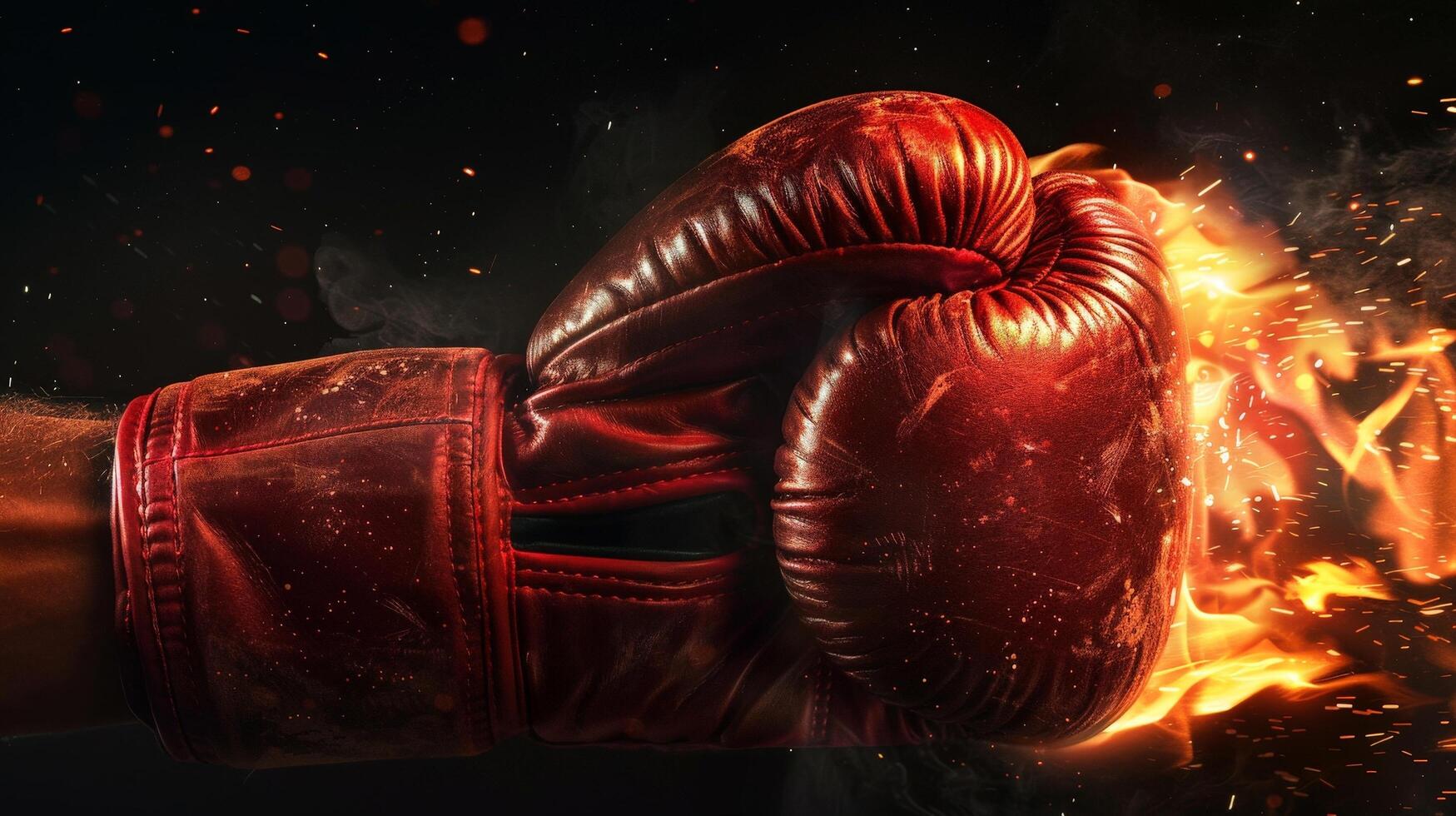 Fiery boxing gloves with sparks photo