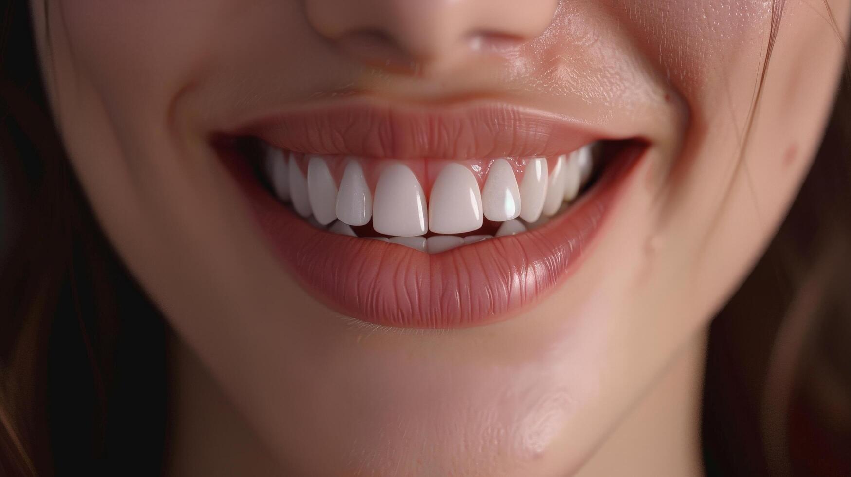 close up of a smiling mouth with white teeth photo