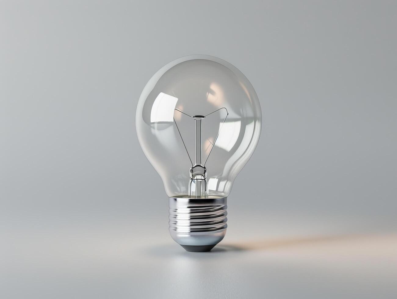 Glowing light bulb on a gray background photo