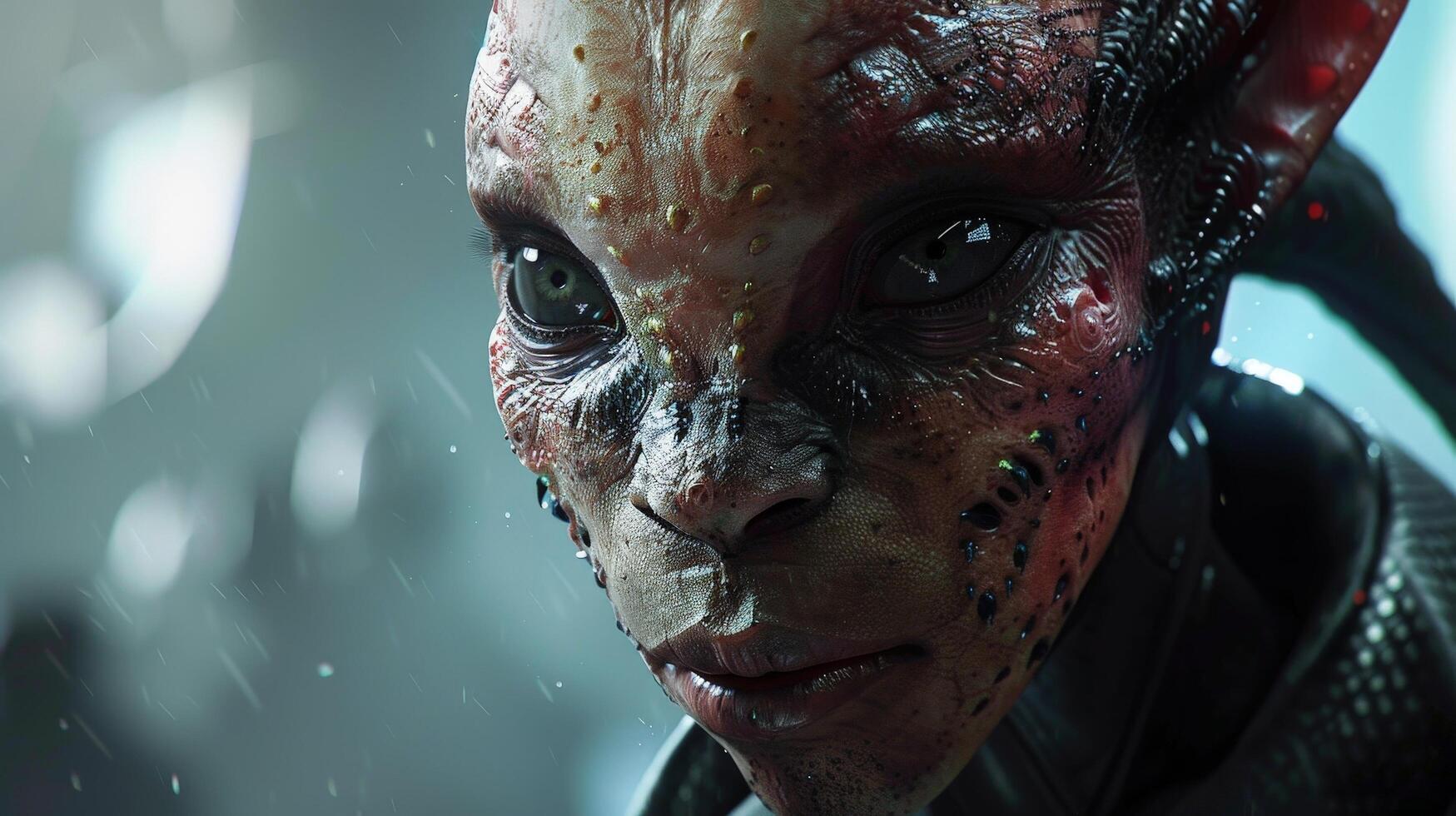 Alien creature with intricate facial features photo
