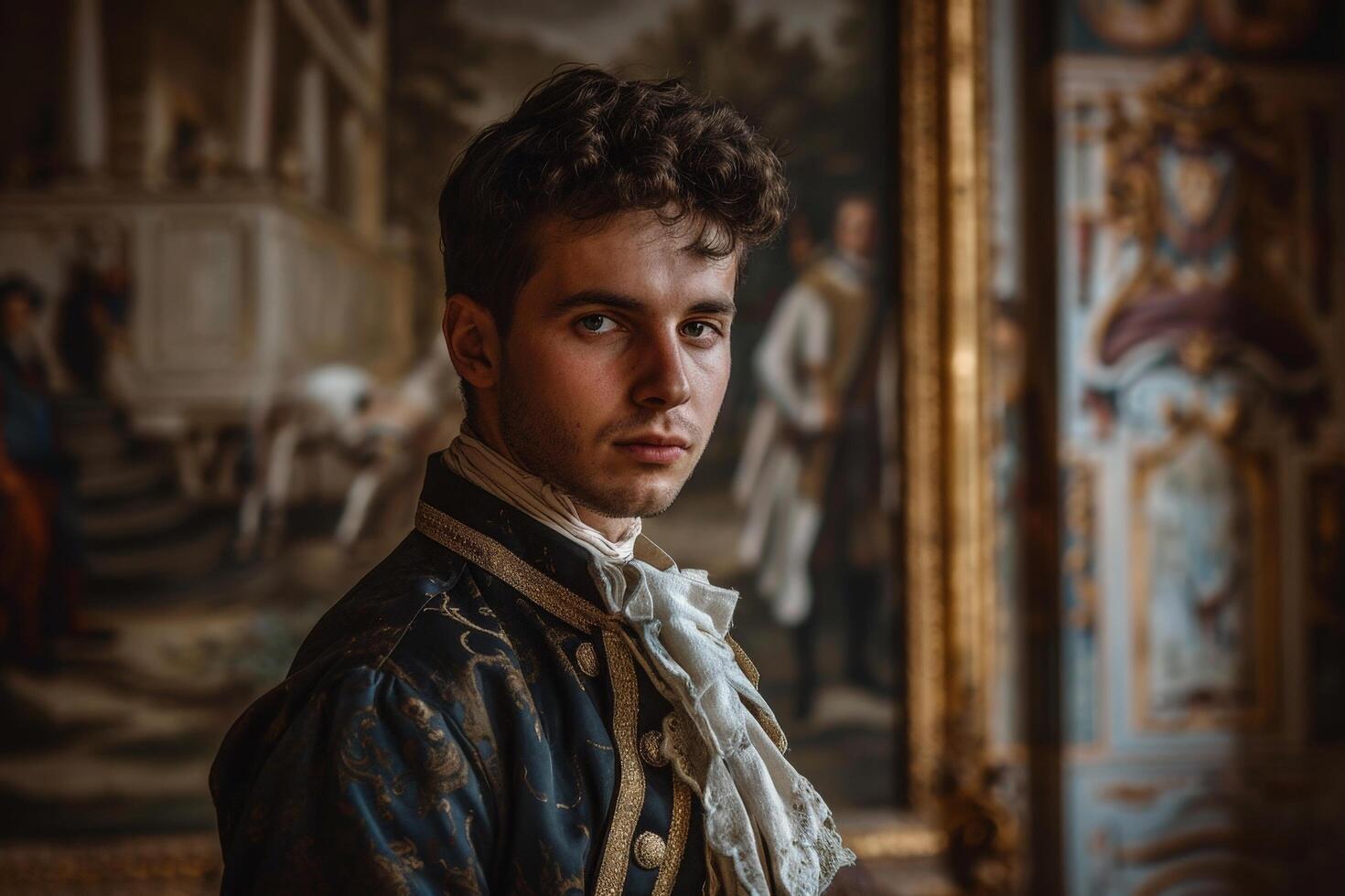 Portrait of a pensive man in historical costume photo