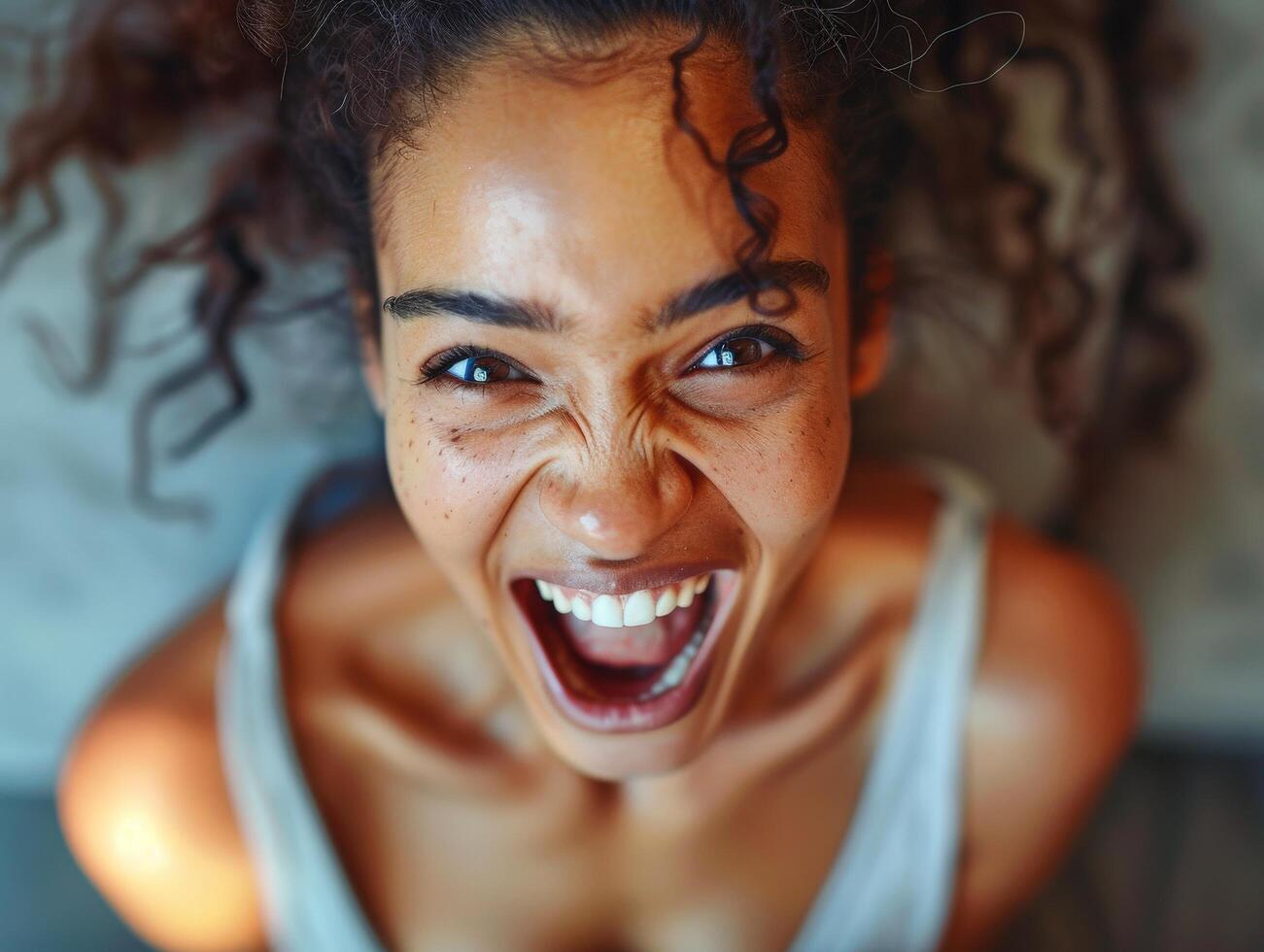 Joyful expression of a young woman photo