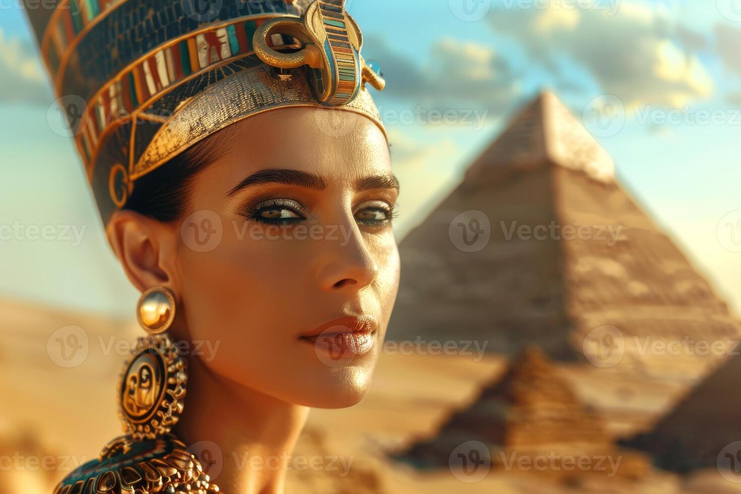 ancient egyptian queen portrait in the desert photo