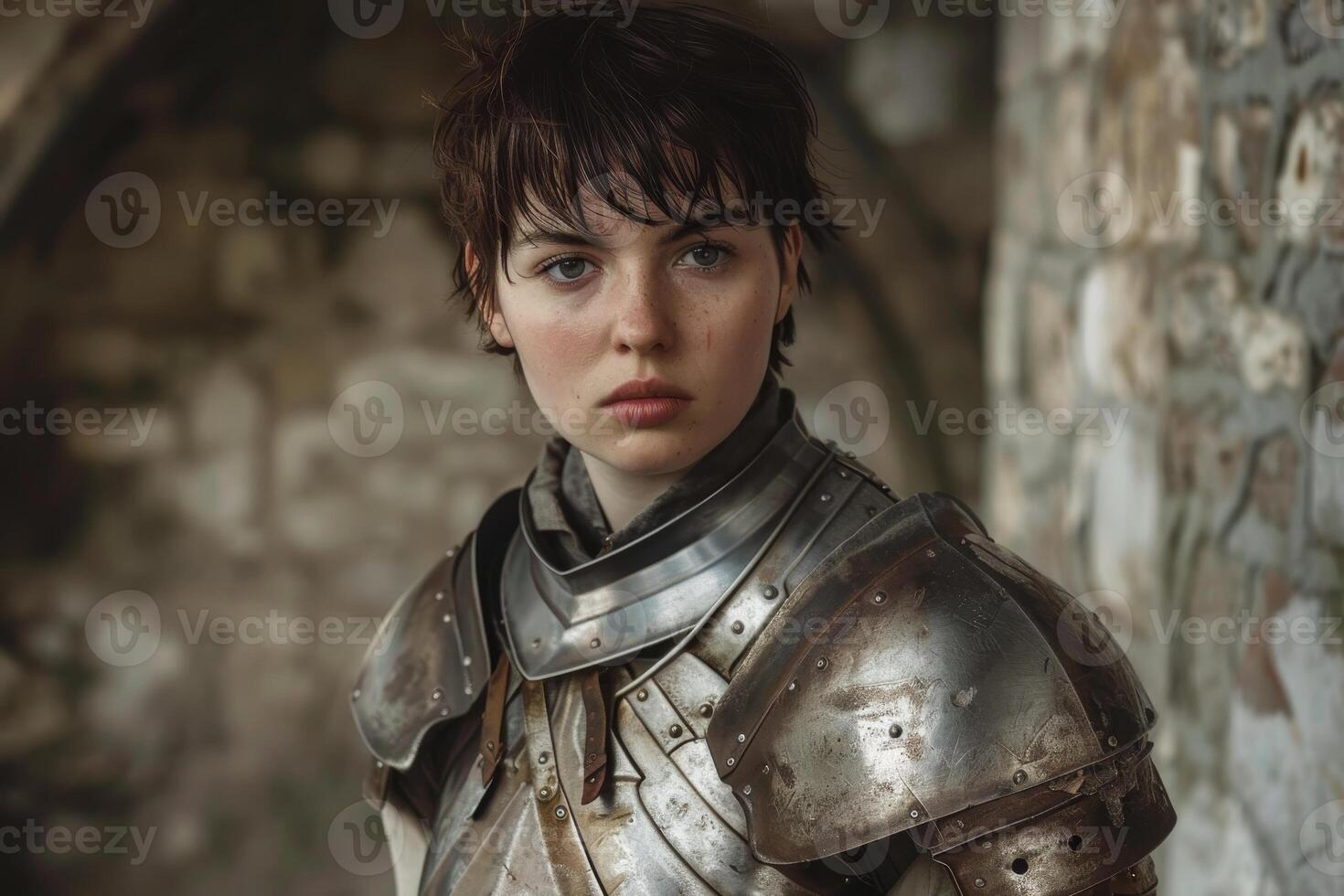 Determined warrior in armor photo