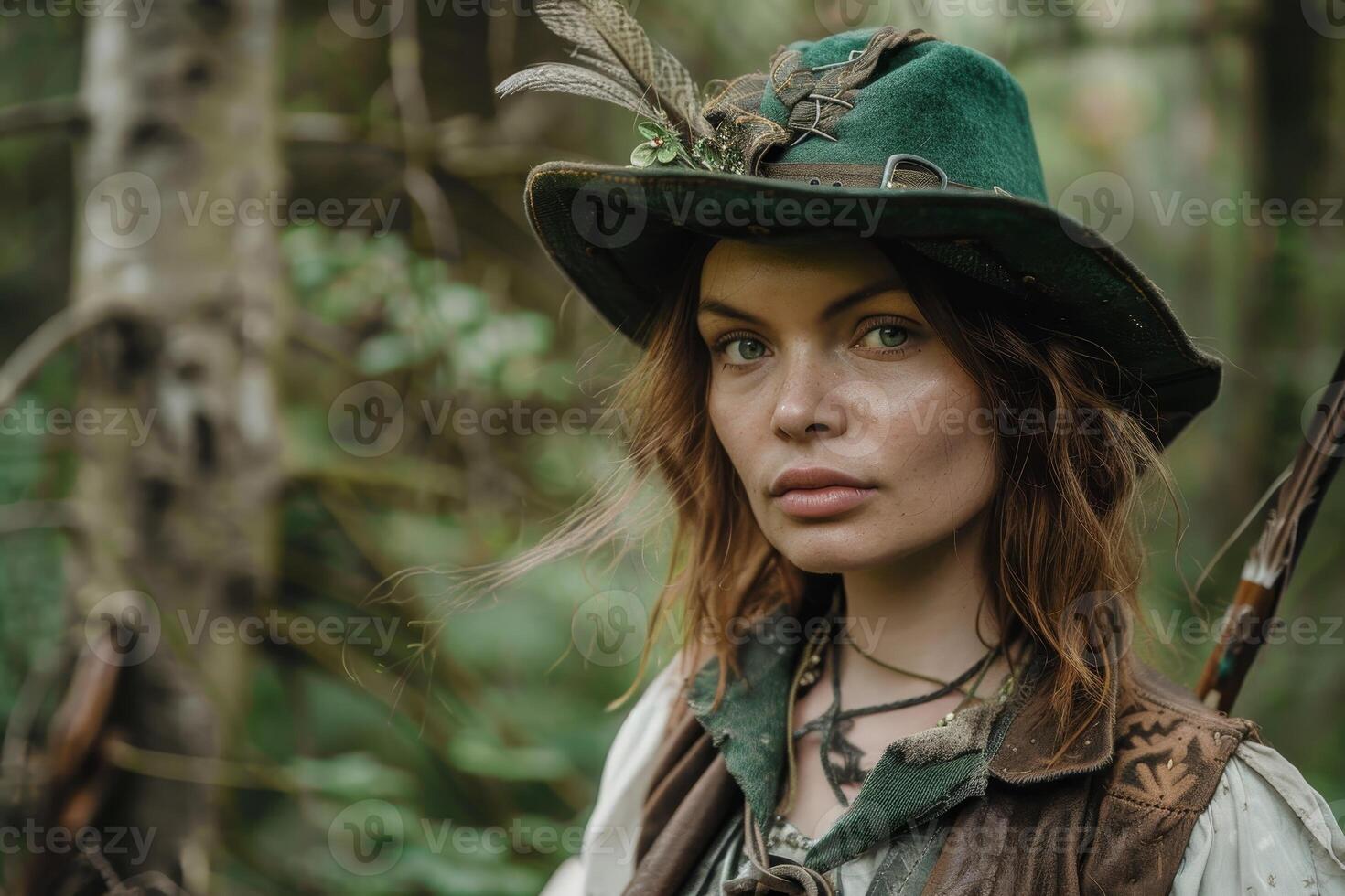 adventurous woman in forest photo