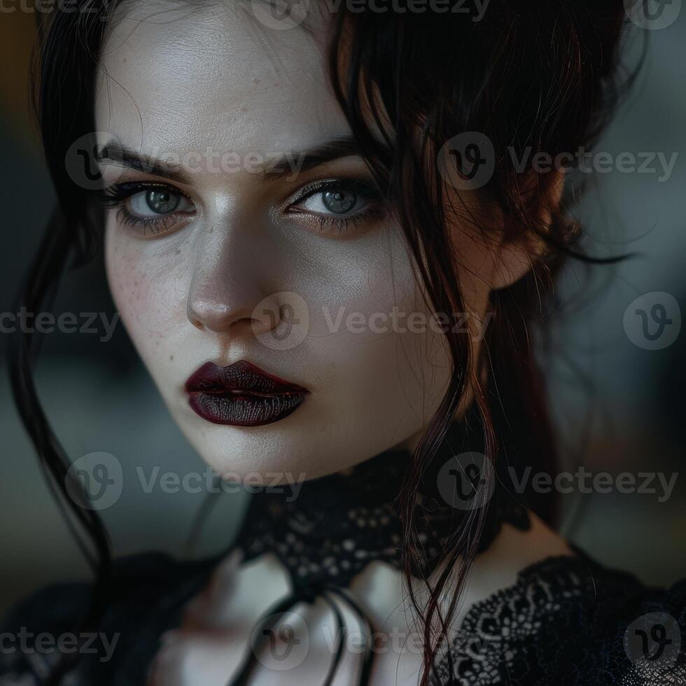Intense gaze of a mysterious woman photo