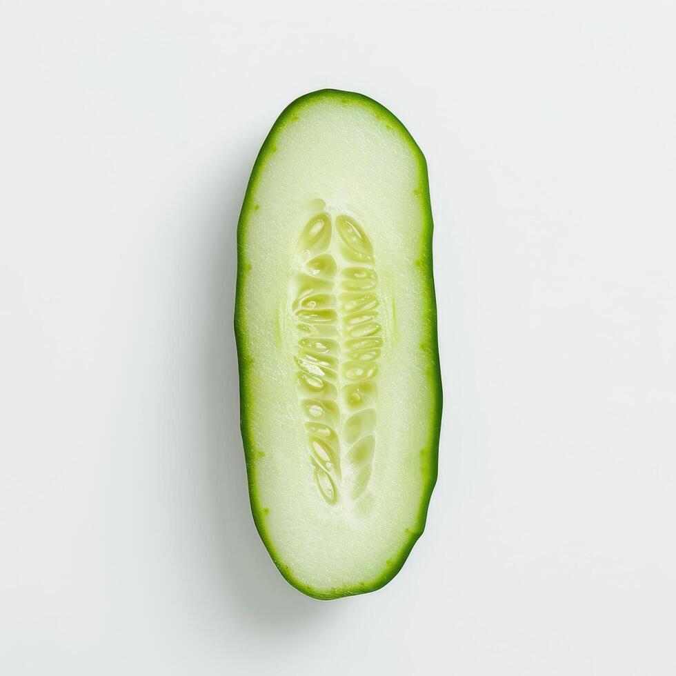 Sliced green cucumber on white background photo