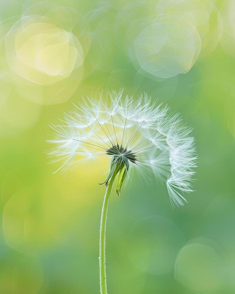Delicate dandelion flower in soft focus photo