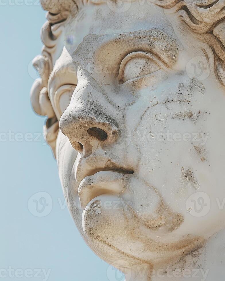 close up of a weathered stone sculpture photo