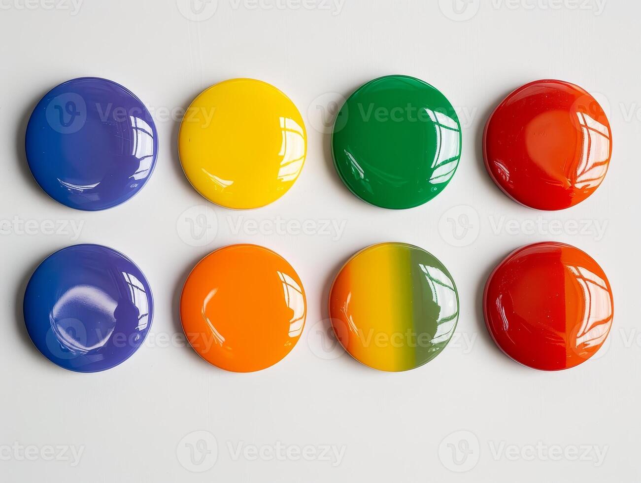 Vibrant Colored Discs on White Background photo