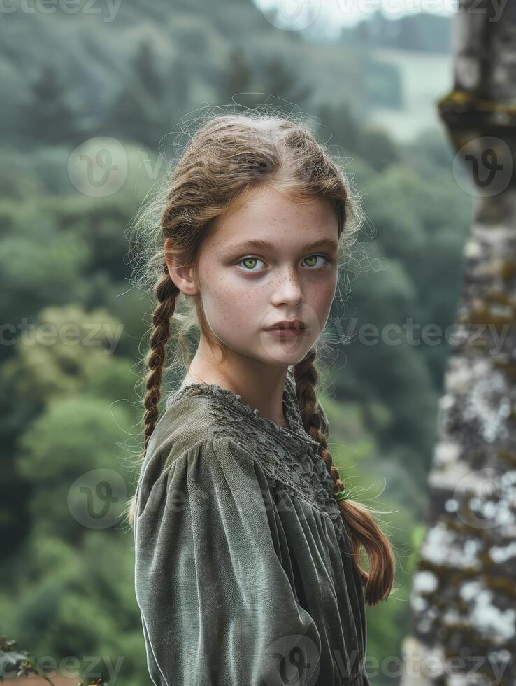 portrait of a young woman in a forest photo