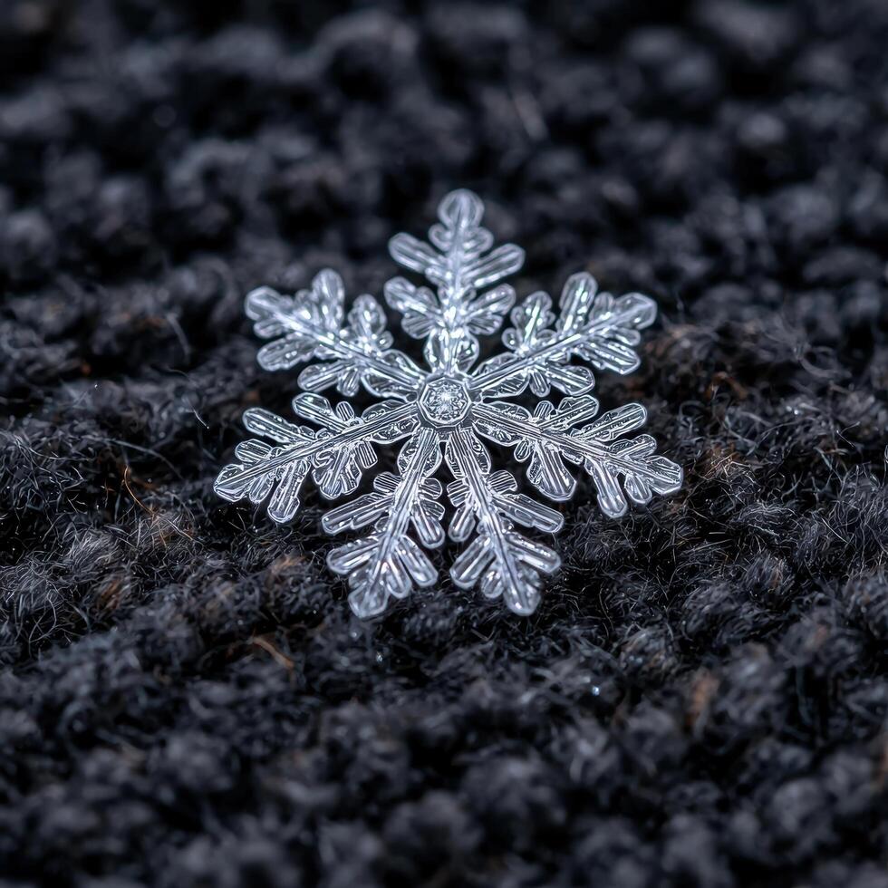 Intricate snowflake on dark background photo