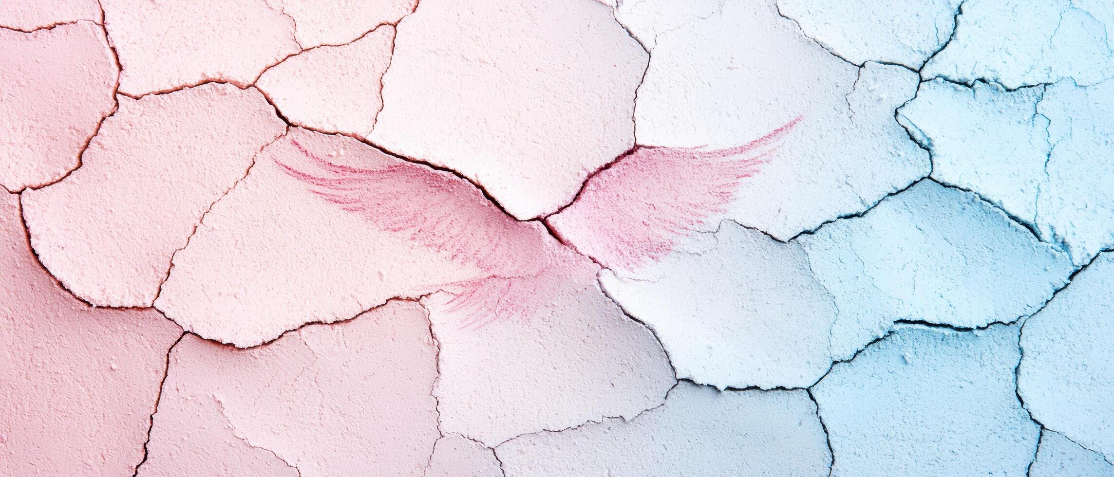 Cracked textured background in pink and blue tones photo