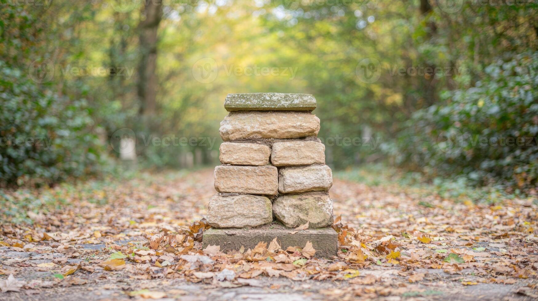 stacked stones in autumn forest photo