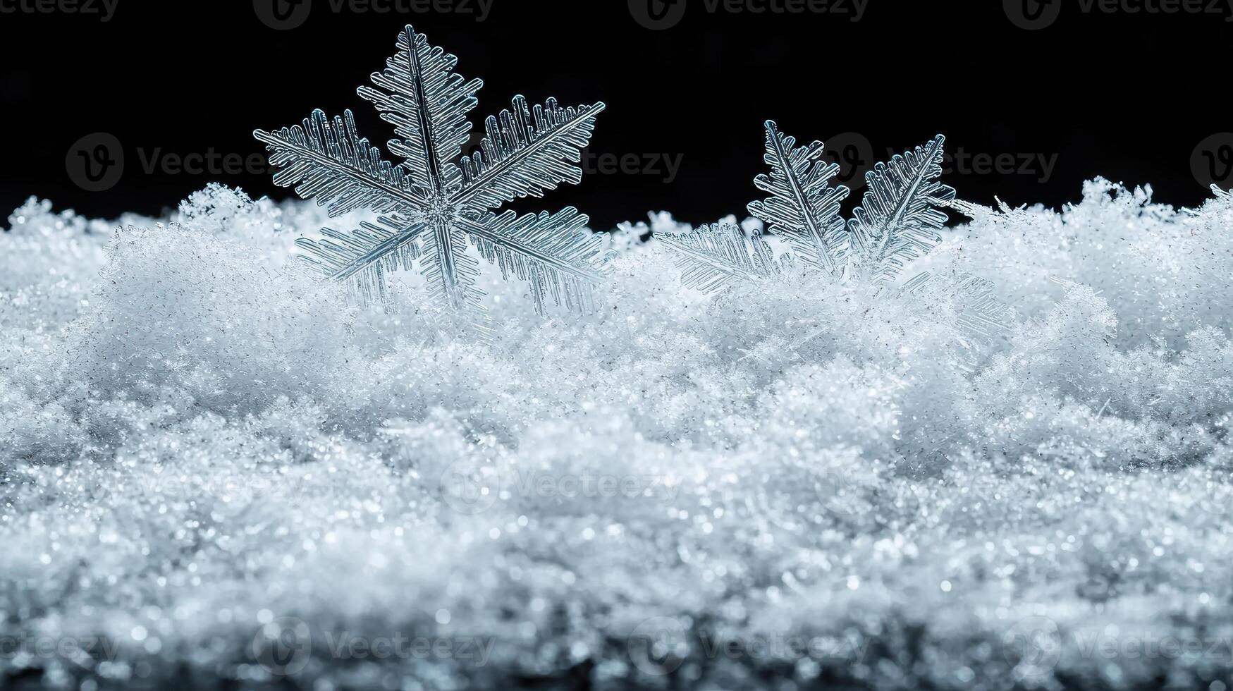 Intricate snowflakes in a winter wonderland photo