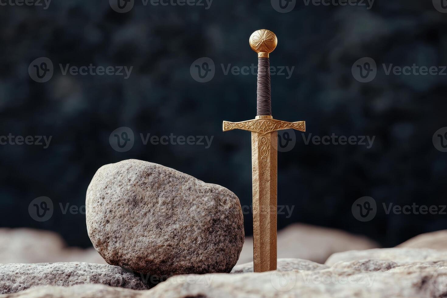 ancient sword in stone photo