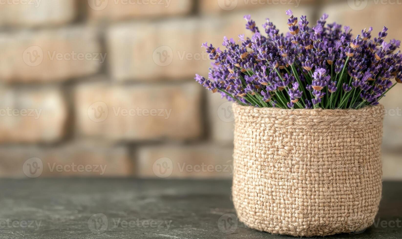 Lavender flowers in a woven basket photo