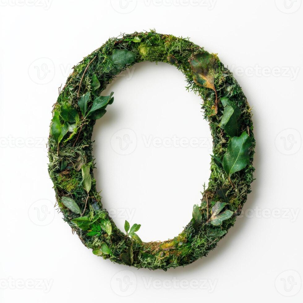 Handmade natural wreath made of moss and leaves photo