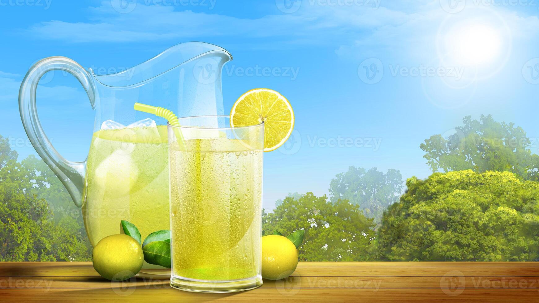 Refreshing Lemonade on a Sunny Day Background photo
