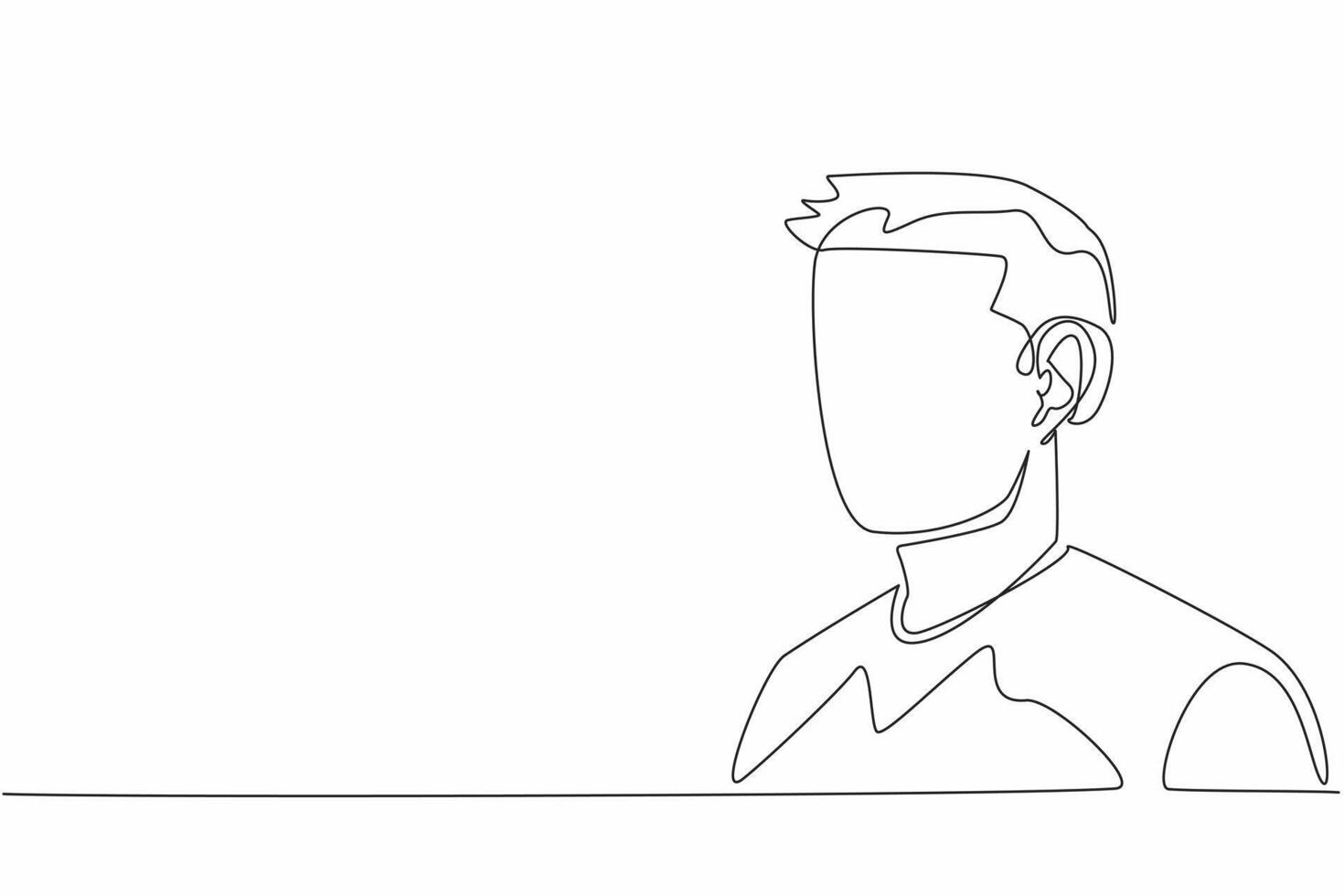 Single continuous line drawing man using hearing aid. Bad habits repeat themselves. Taking advantage of technological advances. Amplify sound. World Hearing Day. One line design illustration vector