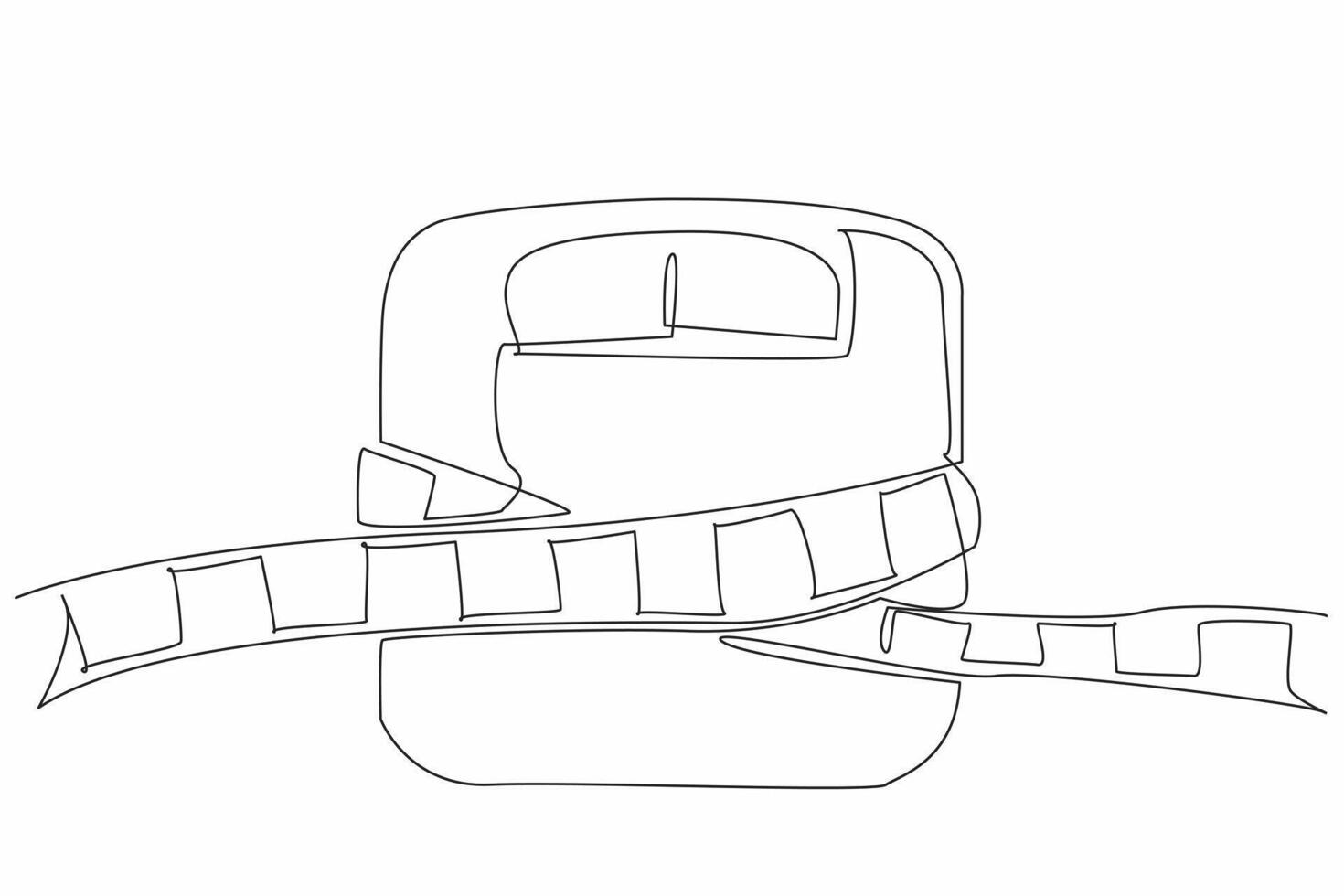 Continuous one line drawing scale tied with measuring tape. Tighten the eating habits. Do not cross the threshold. Diet. Choose healthy. World Obesity Day. Single line draw design illustration vector