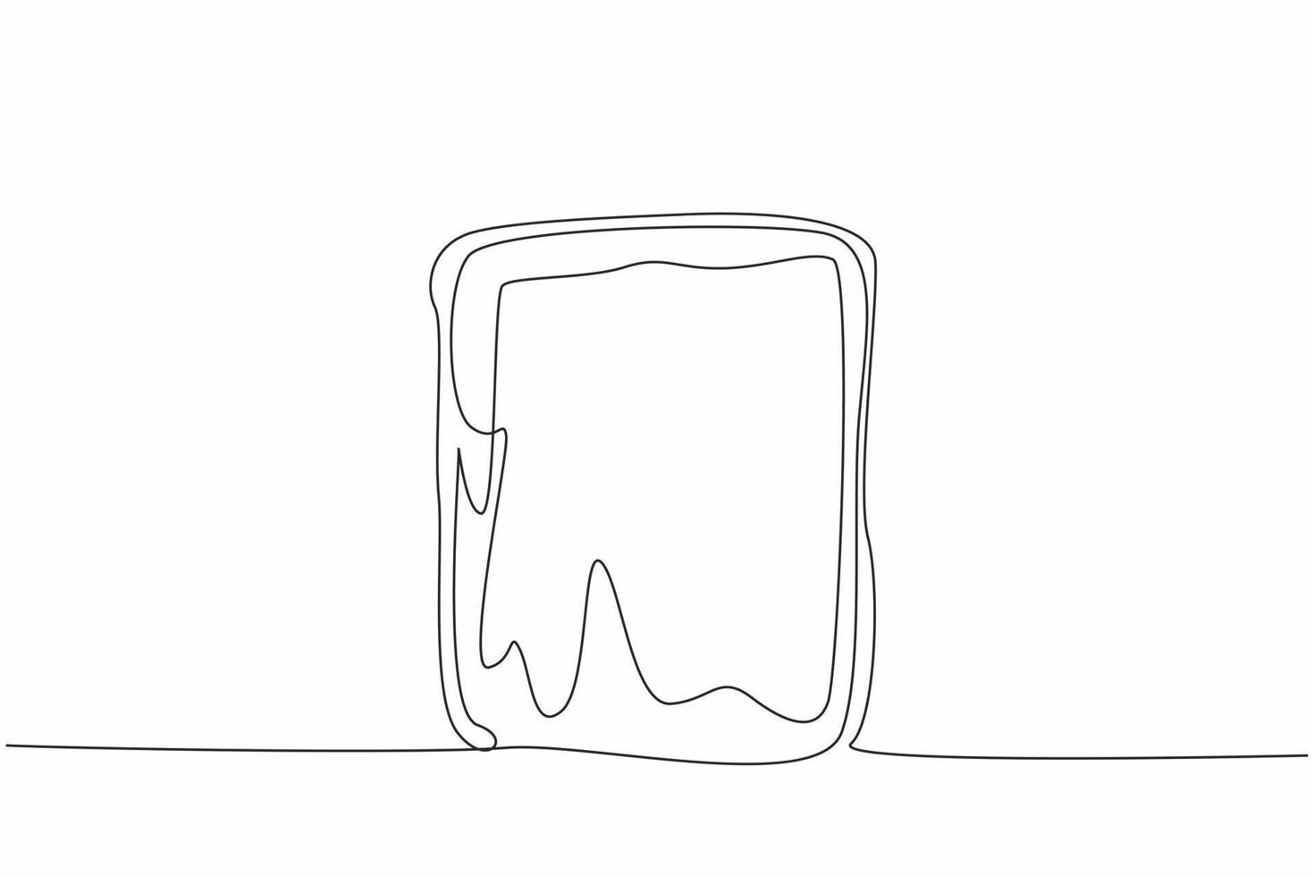 Single continuous line drawing a slice of bread spread with peanut butter. Baked is more delicious. More creamy. Delicious breakfast. National Peanut Butter Day. One line design illustration vector