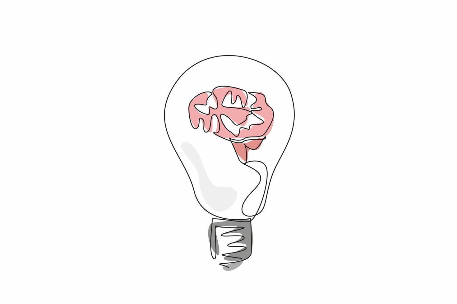 Single continuous line drawing the brain is inside the bulb lamp. The potential for innovation. Creativity. Intellect. Power of the mindset. World Thinking Day. One line design illustration vector