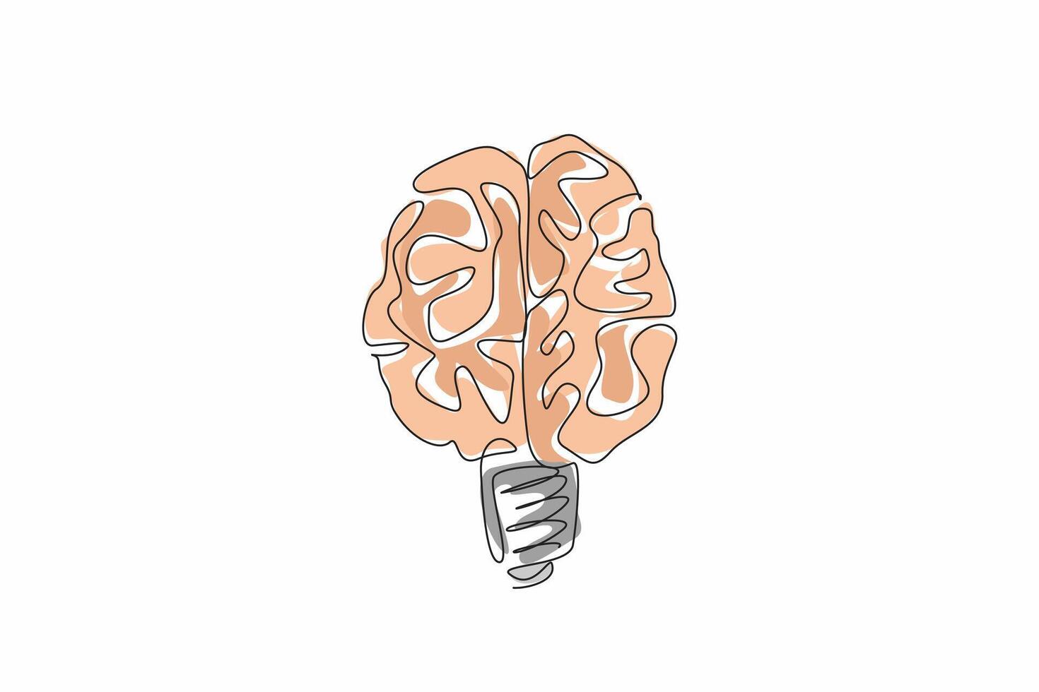 Single one line drawing brain becomes bulb lamp. The birth of ideas and the potential for innovation. A mind illuminated by inspiration. World Thinking Day. Continuous line design graphic illustration vector