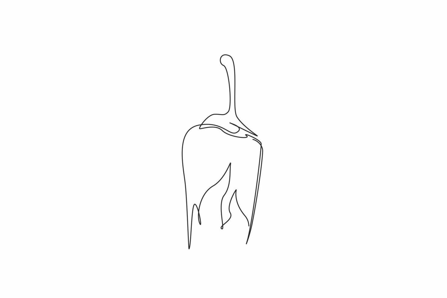 Single continuous line drawing shape of a chili pepper with flames emerging from its base. The chili pepper associated with spice and passion. National Chili Day. One line design illustration vector