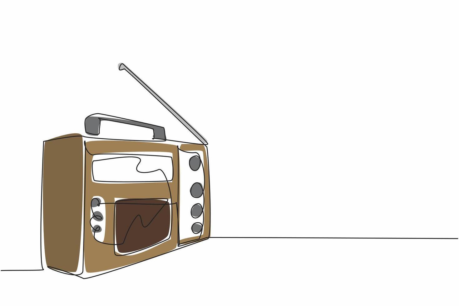 Continuous one line drawing a vintage radio with a telescopic antenna sits on a table. The versatility and adaptability of radio. Timeless. World Radio Day. Single line draw design illustration vector
