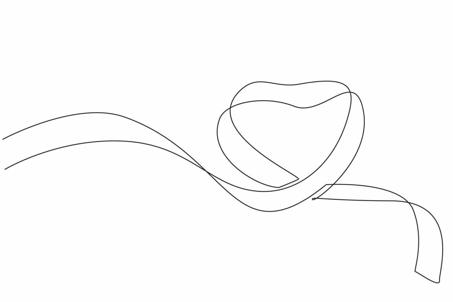 Single continuous line drawing a ribbon forms a heart shape. Concern for patients suffering from cancer. Symbolizes love, support. Awareness. National Wear Red Day. One line design illustration vector