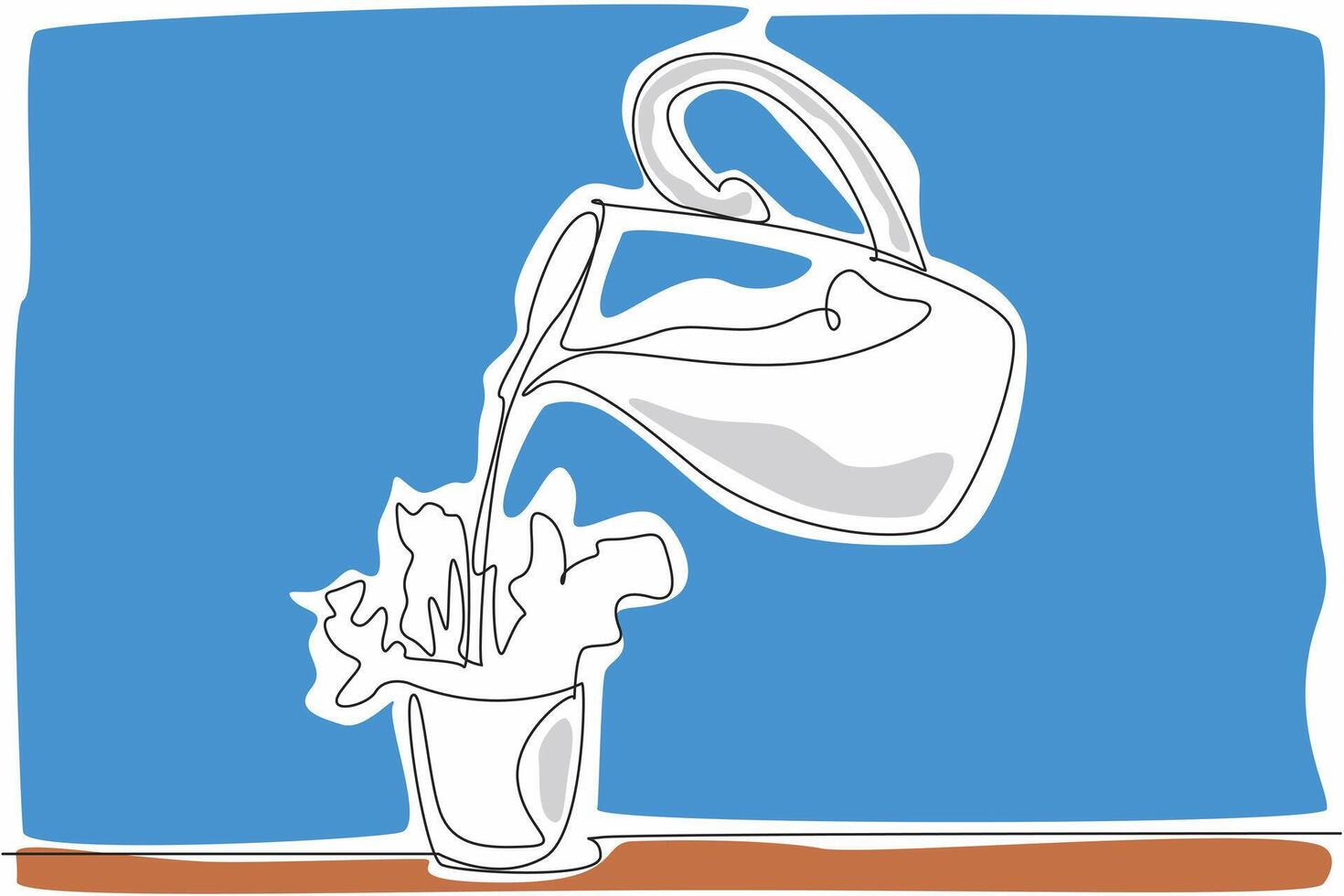 National Milk Day. One single line drawing of fresh milk pouring from glass pitcher and make a milk splash. Healthy fresh milk for daily consumption concept. Continuous line draw artwork vector