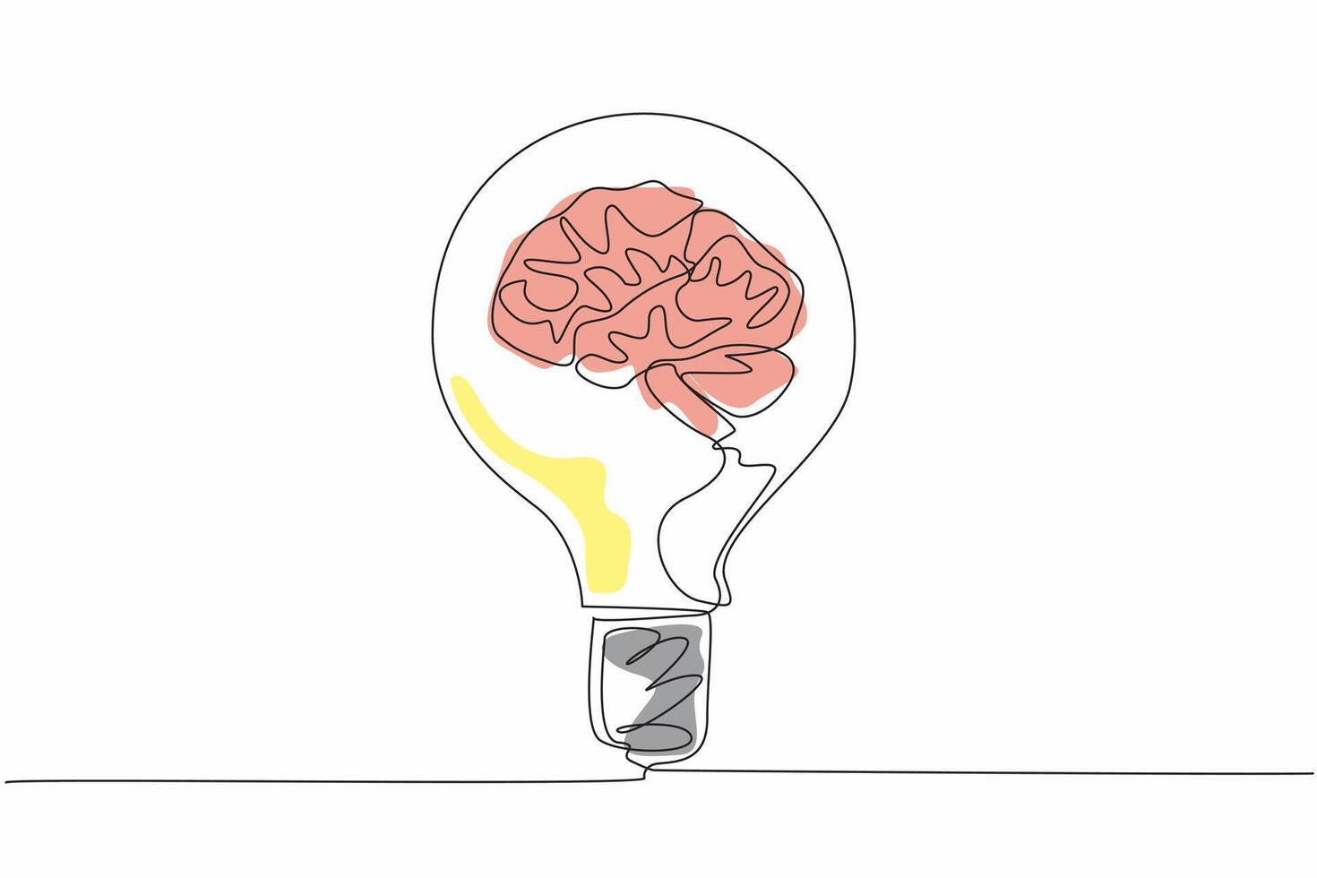 One single line drawing of human brain inside the light bulb lamp. World Logic Day. Template for poster, banner, card, background with psychological theme. Continuous line draw artwork vector
