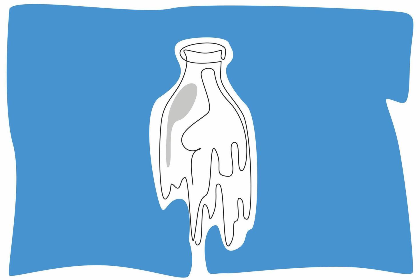 National Milk Day. Single continuous line drawing glass bottle of milk with drip splash at downside. Template for banner, poster, background campaign. Fresh healthy drink illustration art vector