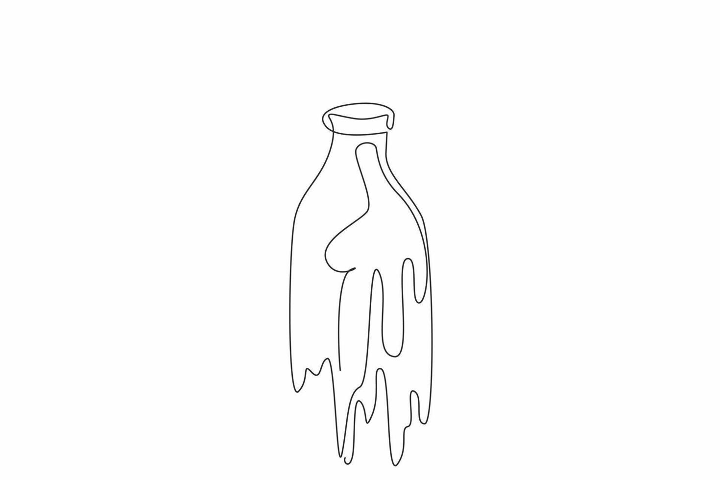 National Milk Day. Single continuous line drawing glass bottle of milk with drip splash at downside. Template for banner, poster, background campaign. Fresh healthy drink illustration art vector