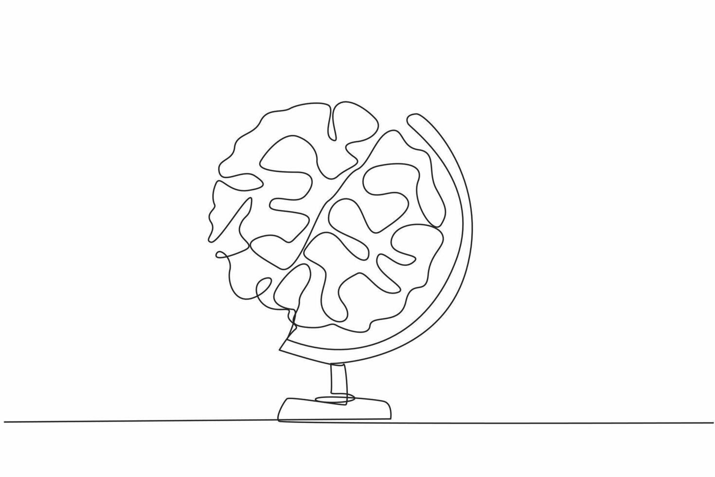 World Logic Day. Single continuous line drawing of earth globe replaced by human brain. Save the earth campaign with innovative idea concept. Annual international celebration event. Graphic design art vector