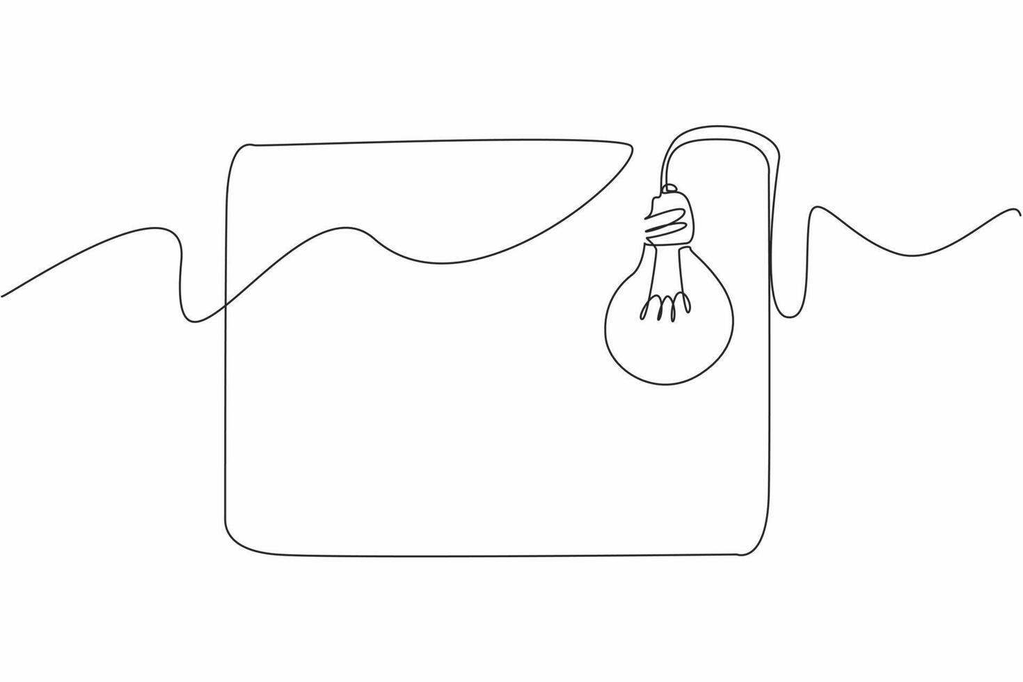Single continuous line drawing of rectangle with bulb lamp hanging on the corner. National Trivia Day. Template for poster, banner, greeting card, with text copy space. art illustration design vector