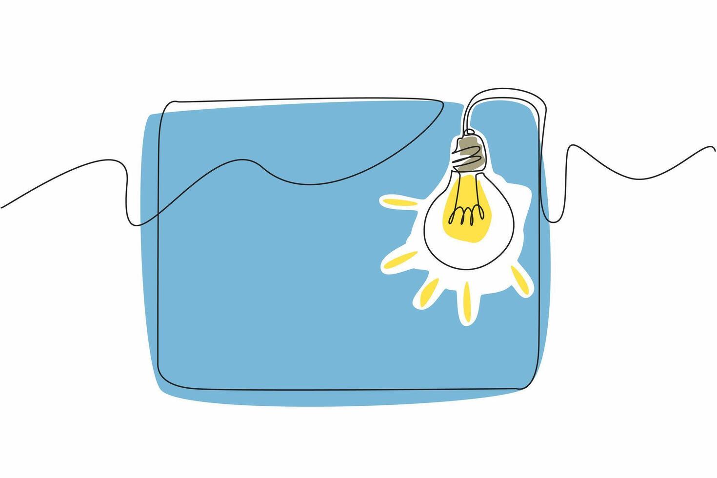 Single continuous line drawing of rectangle with bulb lamp hanging on the corner. National Trivia Day. Template for poster, banner, greeting card, with text copy space. art illustration design vector