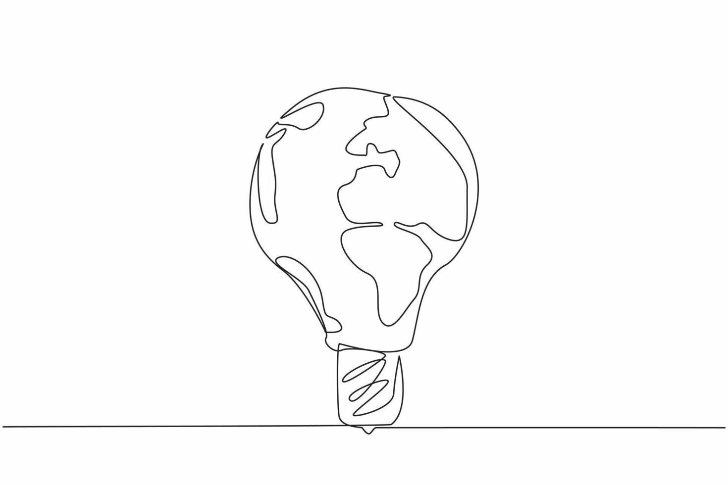 One single line drawing of light bulb lamp with earth globe surface. World Logic Day. Creative logical idea campaign concept. Template for banner, background, poster, flyer. design artwork vector