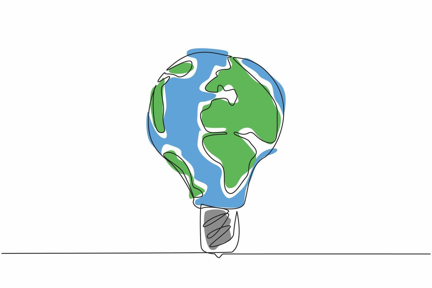 One single line drawing of light bulb lamp with earth globe surface. World Logic Day. Creative logical idea campaign concept. Template for banner, background, poster, flyer. design artwork vector