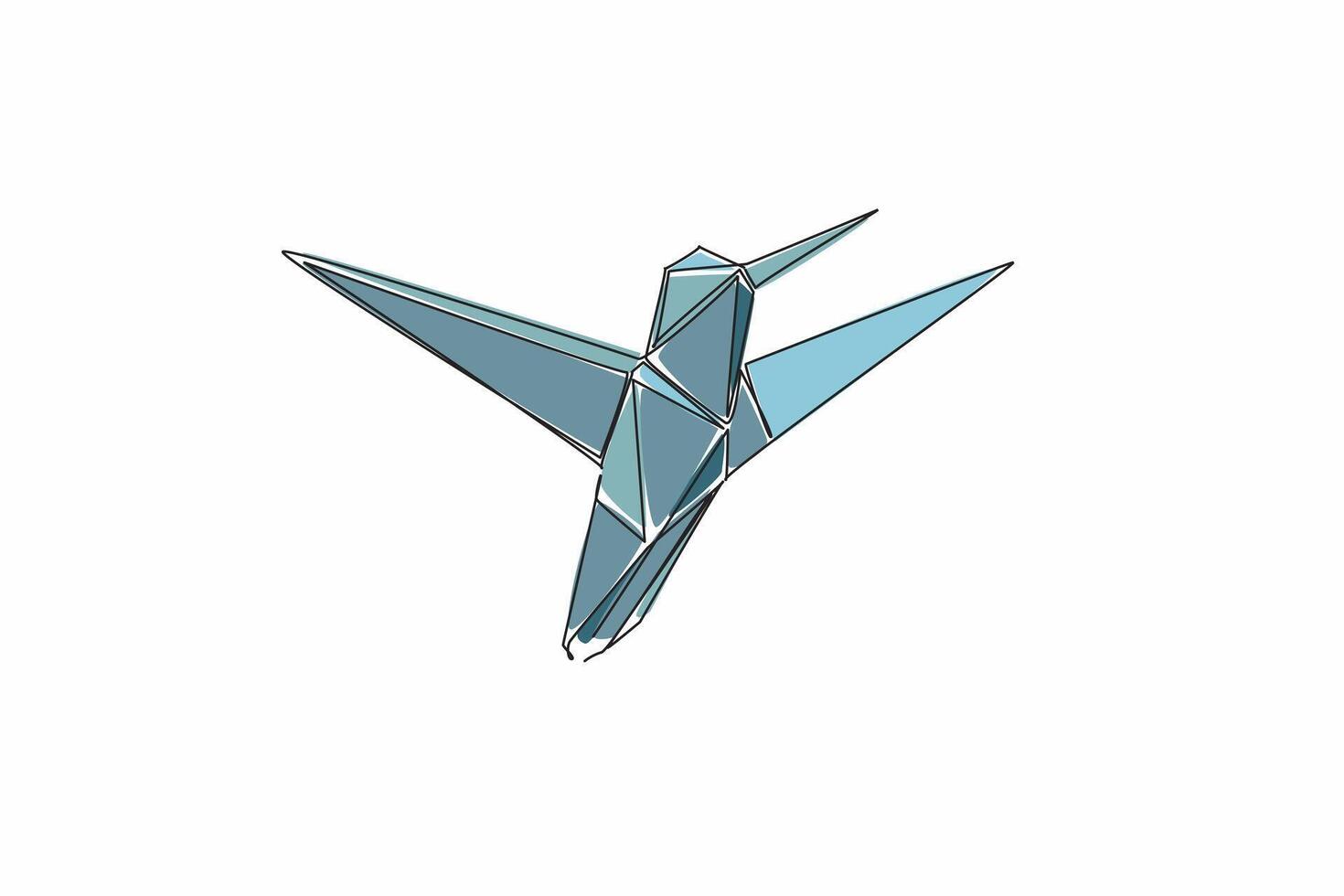 National Bird Day. One single line drawing of cute creative hummingbird origami paper. DIY, do it yourself concept. Adorable colibri bird paper craft for kids. illustration graphic art design vector