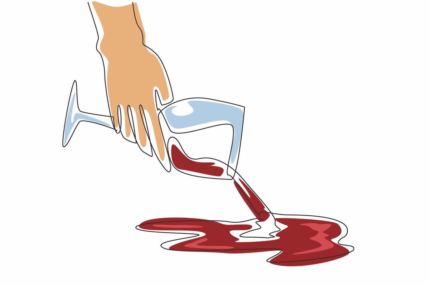 Simple line drawing of people pour wine from glass. Annual alcohol free after new year holiday. No beer, whiskey during dry January. Stop drinking vector