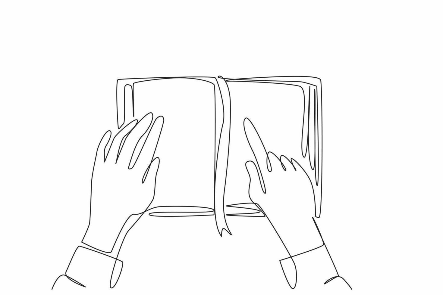World Braille Day. Single line drawing of hand holding braille book and touching to learn braille language. Study to communicate with worldwide people vector