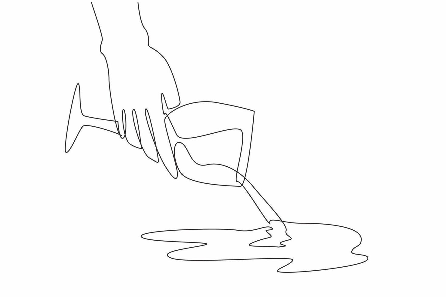 Simple line drawing of people pour wine from glass. Annual alcohol free after new year holiday. No beer, whiskey during dry January. Stop drinking vector