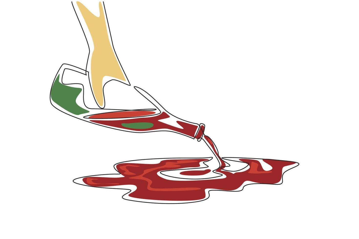 Single line drawing of people throw alcohol from bottles onto the floor. Dry January campaign for poster, advertising, banner, flyer, greeting card vector