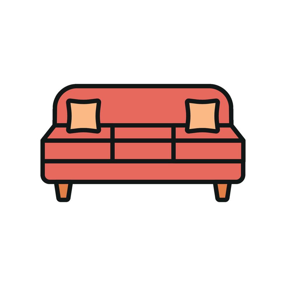 Sofa couch icon design integrates contemporary style with a simple graphic concept vector