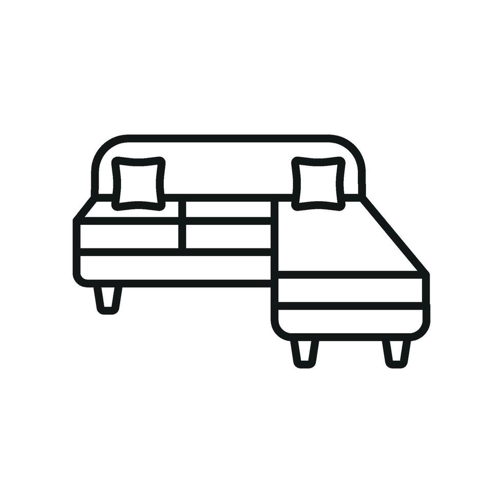 The sofa couch icon design embodies a clean, modern look with a simple graphic concept vector