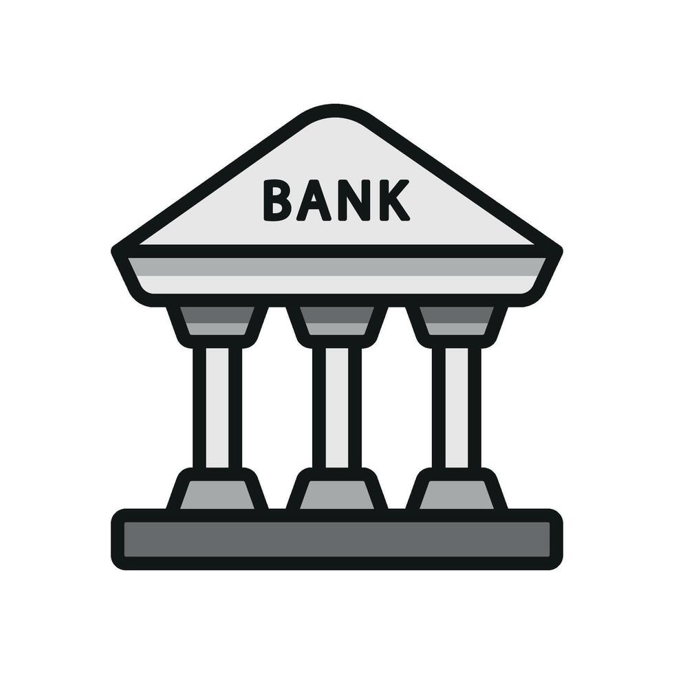 Bank building icon design blends clean lines with a modern graphic concept vector
